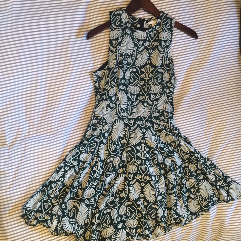 Green and White Patterned Dress